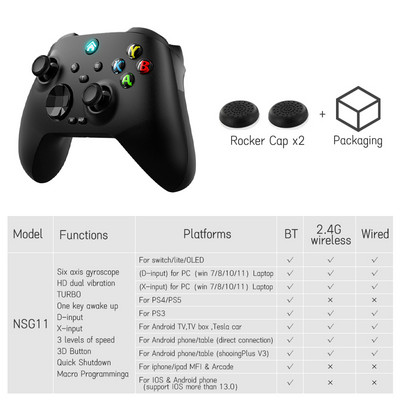 Belaidis BT žaidimų pultelis, mechaninis žaidimų valdiklis PC Hall Trigger 3D giroskopo vairasvirtė, skirta asmeniniam kompiuteriui Windows 7 10 11