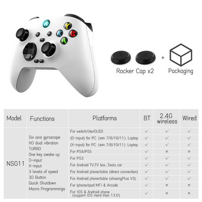 Belaidis BT žaidimų pultelis, mechaninis žaidimų valdiklis PC Hall Trigger 3D giroskopo vairasvirtė, skirta asmeniniam kompiuteriui Windows 7 10 11