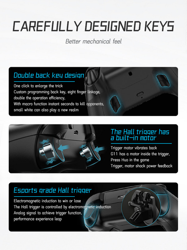 Belaidis BT žaidimų pultelis, mechaninis žaidimų valdiklis PC Hall Trigger 3D giroskopo vairasvirtė, skirta asmeniniam kompiuteriui Windows 7 10 11
