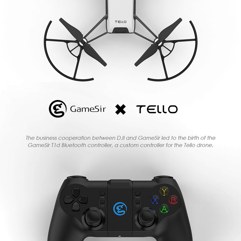 GameSir T1d Drone Bluetooth valdiklis, skirtas DJI Tello Drone, suderinamas su Apple iPhone ir Android Phone