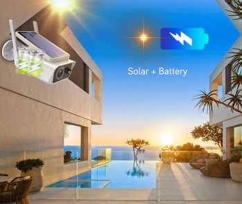 3MP безжична външна камера Wifi охранителни камери Видеонаблюдение Интелигентен дом Ip Cctv Скрит слънчев панел Survalance Защита