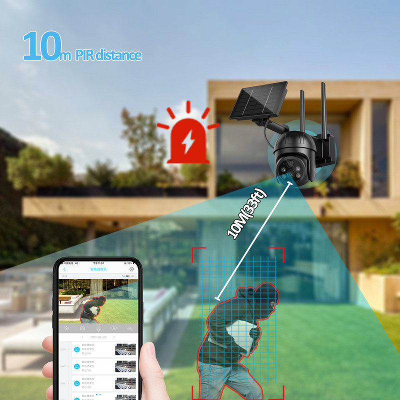 1080P 4G lauko kamera su saulės baterija GSM SIM kortele Vaizdo stebėjimas Namų apsauga Apsauga belaidžiai Wifi kameros