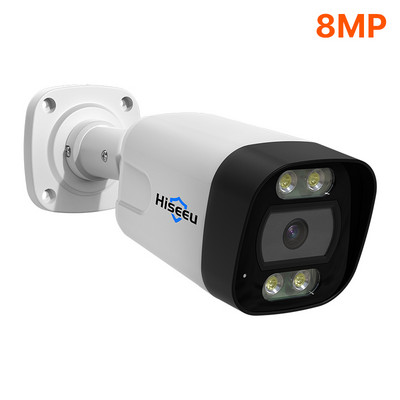 4K 8MP 5MP POE IP kamera lauko vandeniui atspari H.265 CCTV Bullet Camera P2P judesio aptikimas, skirtas PoE NVR 48V Hiseeu
