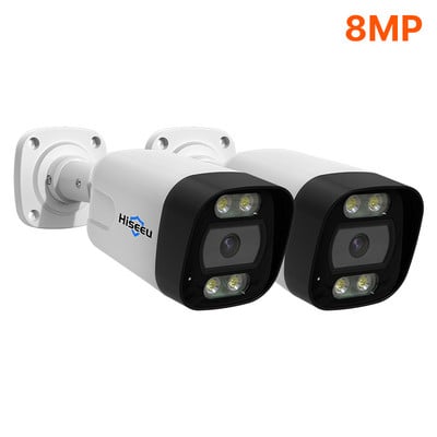 4K 8MP 5MP POE IP kamera lauko vandeniui atspari H.265 CCTV Bullet Camera P2P judesio aptikimas, skirtas PoE NVR 48V Hiseeu