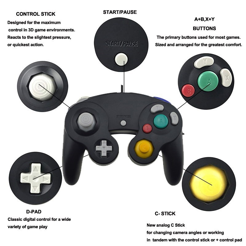 Badu.bg За контролер Gamecube USB кабелен ръчен джойстик Съвместим ...