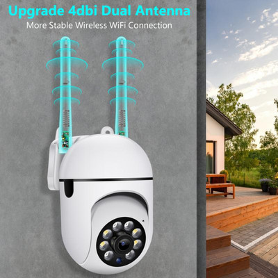 2.4+5G WiFi IP камера 4X увеличение Камера за външно наблюдение Цветно нощно виждане Ai Човешко разпознаване Сигурност CCTV Мини камера Нова