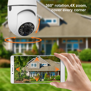 360° панорамна Wifi крушка Камера за наблюдение PTZ IP камера Нощно виждане Откриване на движение Интелигентна защита на дома Уеб камера