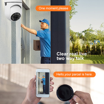 360° Πανοραμική κάμερα παρακολούθησης με λάμπα Wi-Fi PTZ IP Κάμερα Νυχτερινής όρασης Ανίχνευση κίνησης Έξυπνη κάμερα ασφαλείας για το σπίτι
