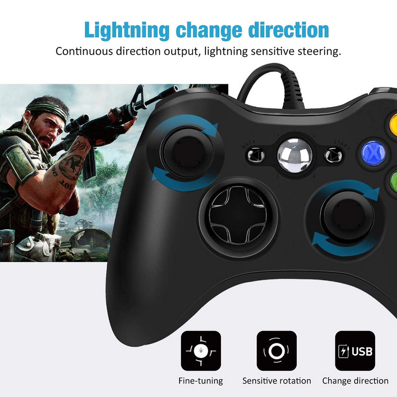 1/2 kom žičanog kontrolera za igre za Xbox 360 Gamepad Joypad s dvostrukom vibracijom za Windows 10 8.1 8 7 PC dodaci za igranje