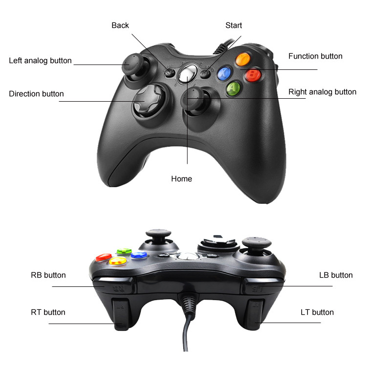Controler prin cablu USB pentru Xbox 360 Joypad Vibration Gamepad Joystick pentru controler PC pentru Windows 7/8/10