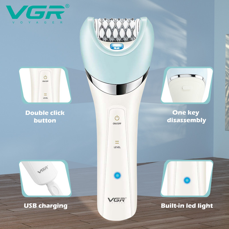 VGR Hair Epilator Electric Lady Shaver Μασχάλες Πόδι Σώμα Αποτρίχωση Εργαλείο Αποτρίχωσης Μπικίνι Φορητή Αποτριχωτική Αποτριχωτική Γυναικεία V-703