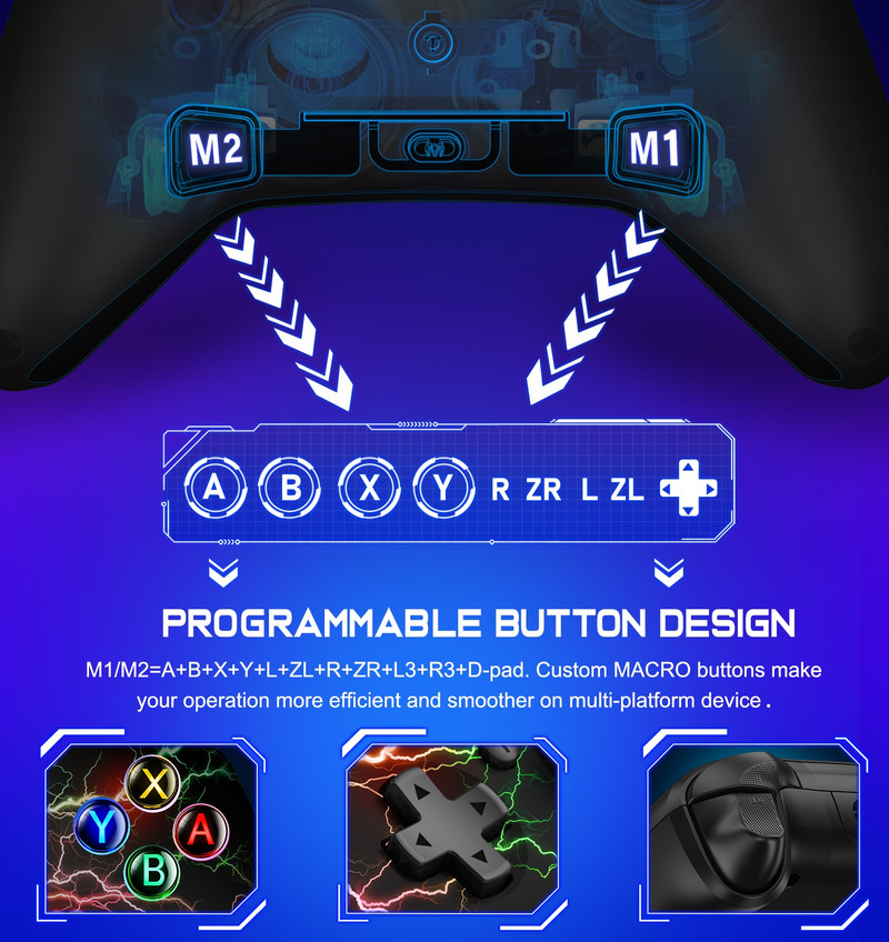 Gamepad fără fir pentru Mando Nintendo Switch/Switch Lite/Switch Controler OLED Comutator Manette cu trezire Turbo programabil