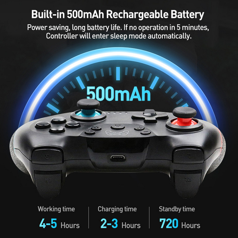 Hot Bluetooth-kompatibilis Pro Gamepad N-Switchhez NS-Switch NS Switch konzol Vezeték nélküli játékvezérlő Videojáték USB joystick vezérlés