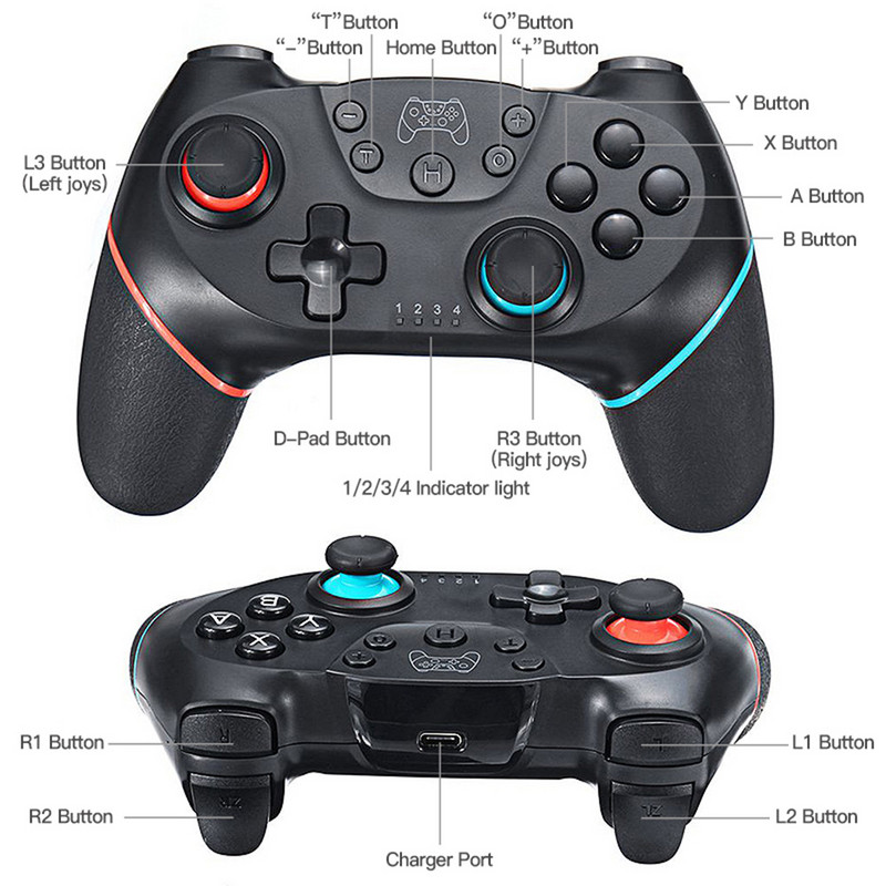 Hot Bluetooth-kompatibilis Pro Gamepad N-Switchhez NS-Switch NS Switch konzol Vezeték nélküli játékvezérlő Videojáték USB joystick vezérlés