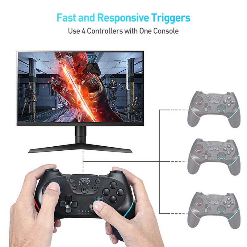 Hot Bluetooth-kompatibilis Pro Gamepad N-Switchhez NS-Switch NS Switch konzol Vezeték nélküli játékvezérlő Videojáték USB joystick vezérlés