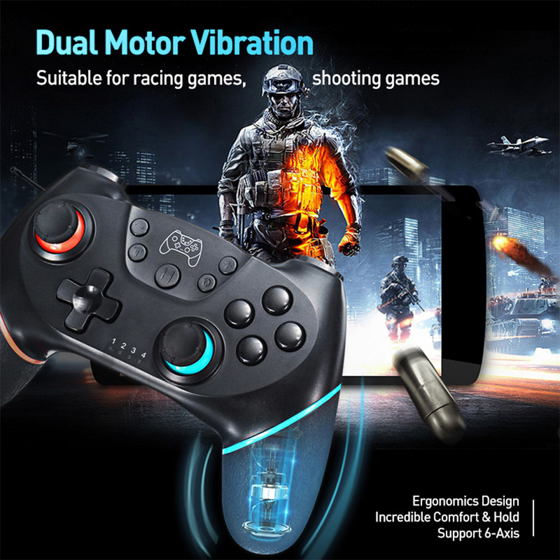 Hot Bluetooth-kompatibilis Pro Gamepad N-Switchhez NS-Switch NS Switch konzol Vezeték nélküli játékvezérlő Videojáték USB joystick vezérlés