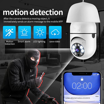 E27 Bulb Surveillance Camera 2MP Ασύρματη οθόνη ασφαλείας νυχτερινής όρασης Λάμπα φωτός WiFi Κάμερα Auto Human Tracking Baby Monitor