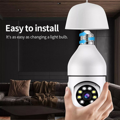 E27 izzós megfigyelő kamera 2MP éjjellátó vezeték nélküli biztonsági monitor villanykörte WiFi kamera automatikus emberkövető babafigyelő