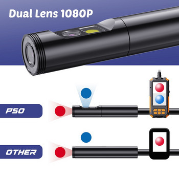 4,5\'\' IPS Screen Dual Camera Industrial Endoscope HD1080P 8MM 5,5MM Dual Lens Borescope LEDs IP68 Waterproof Rigid Cable P50