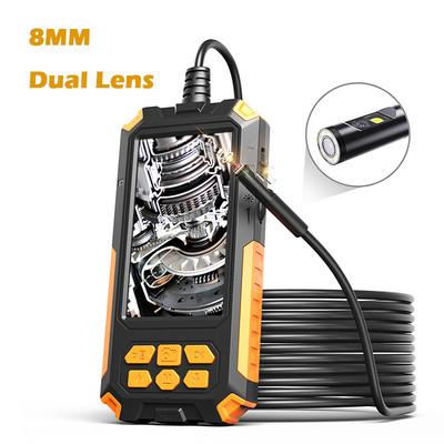 4,5 colio IPS ekranas su dviem kameromis pramoninis endoskopas HD1080P 8 mm 5,5 mm dviejų lęšių borescope LED IP68 vandeniui atsparus standus kabelis P50