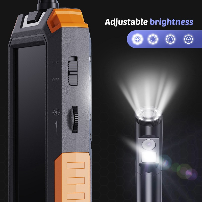 4,5 colio IPS ekranas su dviem kameromis pramoninis endoskopas HD1080P 8 mm 5,5 mm dviejų lęšių borescope LED IP68 vandeniui atsparus standus kabelis P50