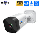 Hiseeu 4K 8MP POE IP kamera dvipusio garso įrašymo CCTV saugos stebėjimo kamera vandeniui atspari IP66 lauko namų vaizdo H.265