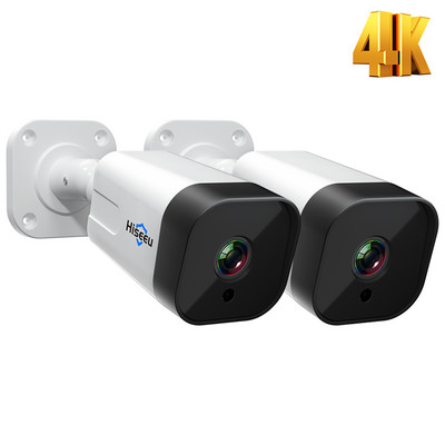 Hiseeu 4K 8MP POE IP kamera dvipusio garso įrašymo CCTV saugos stebėjimo kamera vandeniui atspari IP66 lauko namų vaizdo H.265