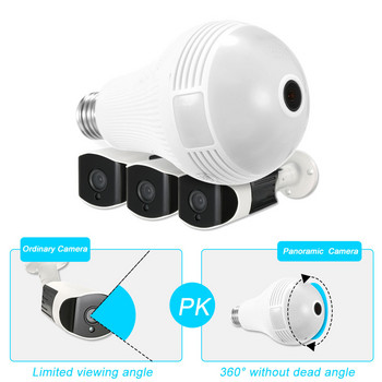 Безжична камера 1080P Мини панорамна рибешко око WIFI 360° LED крушка IP камера IR лампа Поддръжка за нощно виждане за Android/iOS