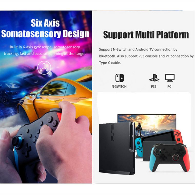 „Bluetooth“ žaidimų valdiklis USB belaidis žaidimų pultelis, skirtas „Nintendo Switch Lite“ PS3 kompiuteriui „Windows 7 10 11“ dvigubos vibracijos kompiuterio vairasvirtė