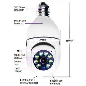 E27 крушка Wifi камера за наблюдение 4x цифрова пълноцветна автоматична IP Wifi камера за проследяване на тялото HD нощно виждане Бебефон