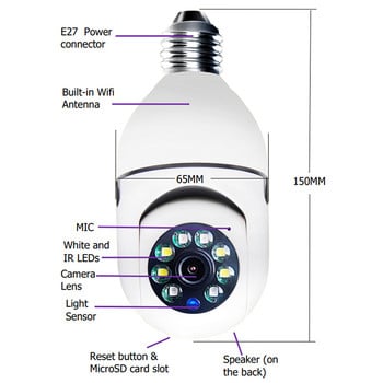 E27 Bulb Wifi Κάμερα επιτήρησης 4x Ψηφιακή πλήρης έγχρωμη αυτόματη παρακολούθηση σώματος IP κάμερα Wi-Fi HD Night Vision Baby Monitor