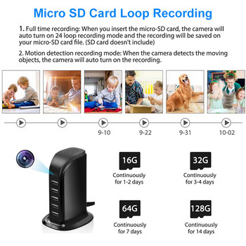 5 порта USB хъб за зарядно устройство Full HD камера WIFI 1080P IP домашна сигурност Камери за откриване на движение Бебешки домашни любимци Дистанционен монитор Видеокамера