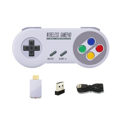 Bezdrôtové gamepady 2,4 GHz Joypad Joystick ovládač pre konzolu SNES Super Nintendo Classic MINI, diaľkové ovládanie, príslušenstvo
