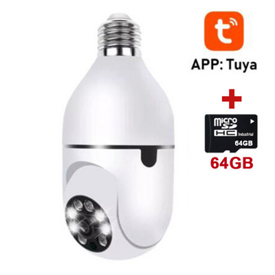 Tuya 1080P belaidžio pasukimo automatinio sekimo panoraminės kameros lemputė Wifi PTZ IP kamera E27 lemputė nuotolinio stebėjimo apsaugos kameros