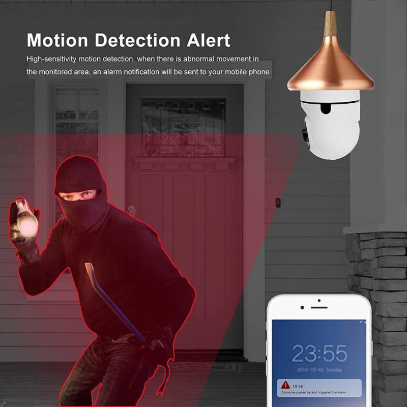 Tuya 1080P belaidžio pasukimo automatinio sekimo panoraminės kameros lemputė Wifi PTZ IP kamera E27 lemputė nuotolinio stebėjimo apsaugos kameros