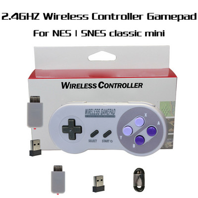 1 ks bezdrôtového ovládača 2,4 GHz pre klasické mini bezdrôtové konzoly s joystickom a ovládačom pre konzoly Super Nintendo NES a SNES