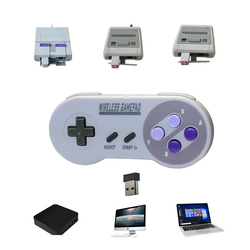 1 vnt. 2,4 GHz belaidžio žaidimų pulto valdiklis, skirtas Super Nintendo NES ir SNES klasikiniams mini belaidžio konsolės valdiklio vairasvirtės žaidimams