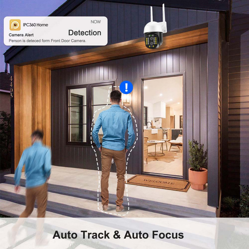 4K žiūroninė IP kamera 8MP WiFi apsaugos kamera su dvigubu objektyvu 8x priartinimas 2K vaizdo stebėjimas HD CCTV AI žmogaus sekimo P2P PTZ kupolas