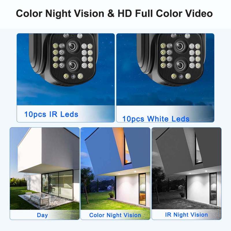 4K žiūroninė IP kamera 8MP WiFi apsaugos kamera su dvigubu objektyvu 8x priartinimas 2K vaizdo stebėjimas HD CCTV AI žmogaus sekimo P2P PTZ kupolas