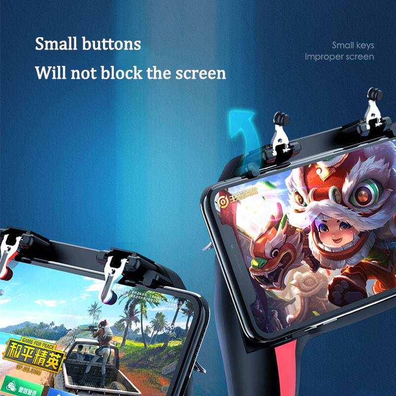 PUBG mobilusis valdiklis su dvigubu ventiliatoriaus aušinimu, skirtas iphone ios Android telefono žaidimų kilimėliui su 2500mah / 5000mah maitinimo bloku