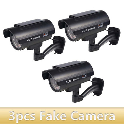 Lažna kamera na solarnu energiju Vanjski vodootporni metak s trepćućim LED svjetlom Simulacija lažne kamere Sigurnosna zaštita doma Crna