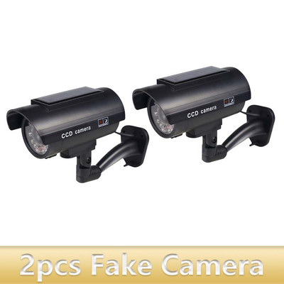 Lažna kamera na solarnu energiju Vanjski vodootporni metak s trepćućim LED svjetlom Simulacija lažne kamere Sigurnosna zaštita doma Crna