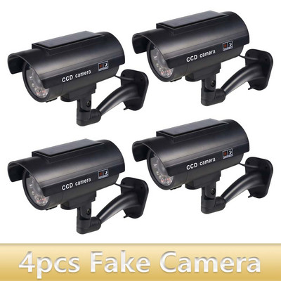 Lažna kamera na solarnu energiju Vanjski vodootporni metak s trepćućim LED svjetlom Simulacija lažne kamere Sigurnosna zaštita doma Crna