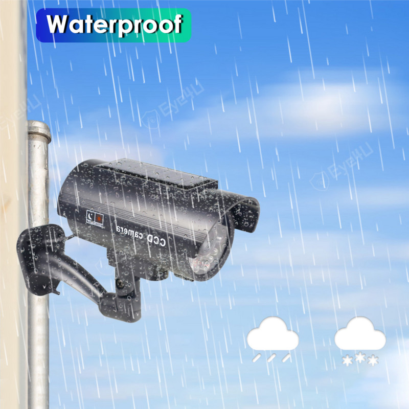 Lažna kamera na solarnu energiju Vanjski vodootporni metak s trepćućim LED svjetlom Simulacija lažne kamere Sigurnosna zaštita doma Crna