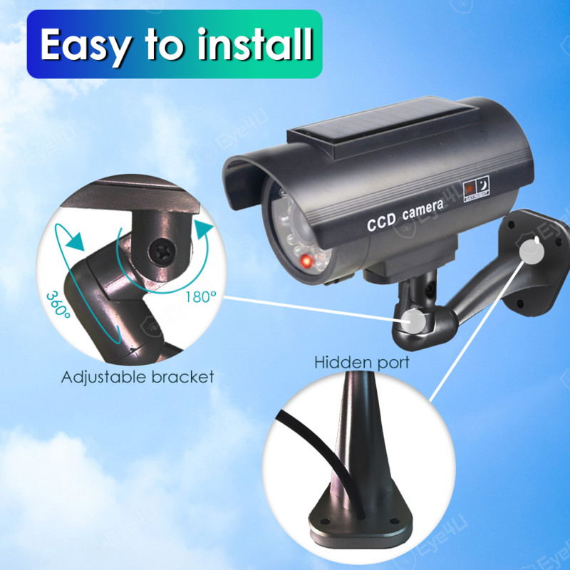 Lažna kamera na solarnu energiju Vanjski vodootporni metak s trepćućim LED svjetlom Simulacija lažne kamere Sigurnosna zaštita doma Crna