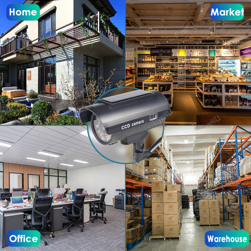 Lažna kamera na solarnu energiju Vanjski vodootporni metak s trepćućim LED svjetlom Simulacija lažne kamere Sigurnosna zaštita doma Crna