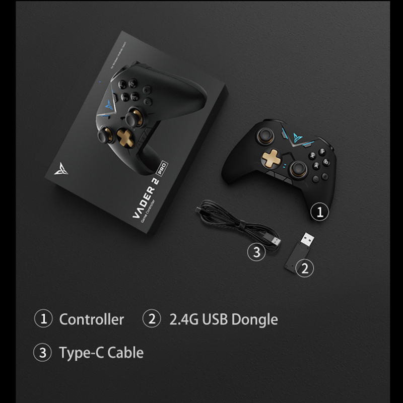 „Flydigi Vader 2 Pro“ kelių platformų belaidis žaidimų valdiklis, palaikymo jungiklis / kompiuteris / „iOS“ / „Android“ su dviguba vibracija, 6 ašių giroskopas