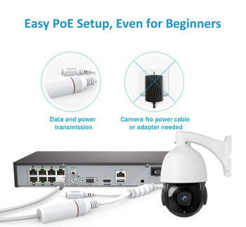 8MP 4K PTZ 30x увеличение Автоматичен фокус Външна PTZ скоростна куполна камера POE H.265 Видеонаблюдение CCTV AI проследяваща камера Съвместима с Hikvision