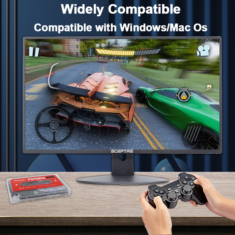 2TB HDD išorinis žaidimų kietasis diskas Integruotas 72000+Games 80+ Collection, skirtas PS2/WII/PS1/N64/PSP Plug and Play, skirtas Windows kompiuteriui