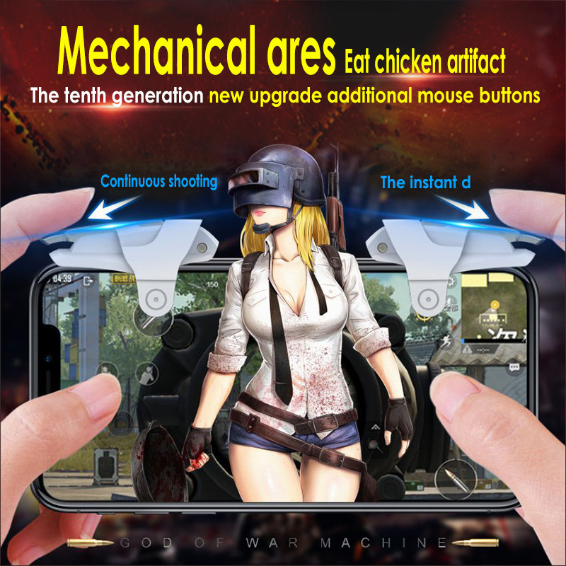 2PCS Metal Mobile Shark Gamepad Joystick за PUBG Mobile Gaming Trigger Fire Button Aim Key L1 R1 Shooter Controller за IPhone